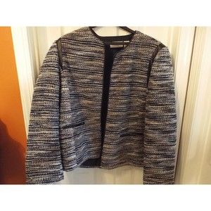 Alfred Dunner Metallic Stripe Jacket Vegan Leather Trip Size 20 New with Tag